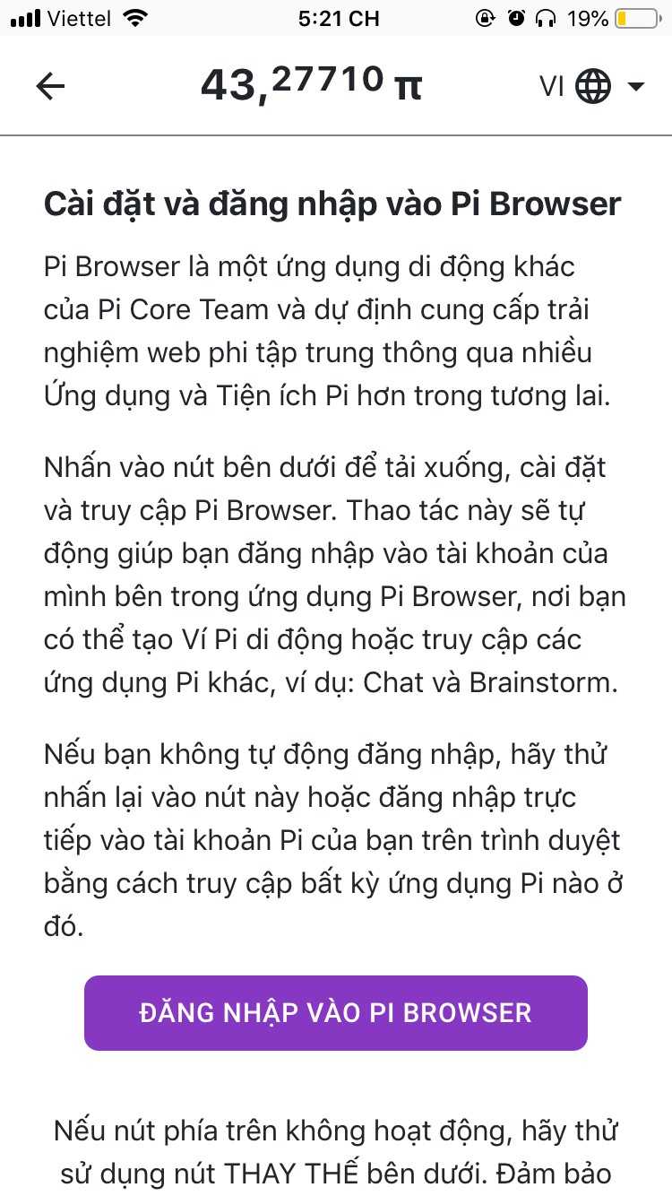 Đăng nhập Pi Browser