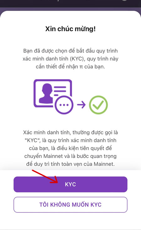 Chọn KYC để bắt đầu