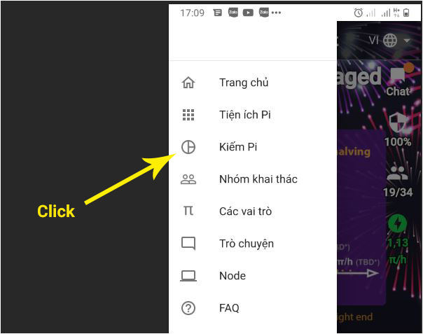 Click chọn mục Kiếm Pi