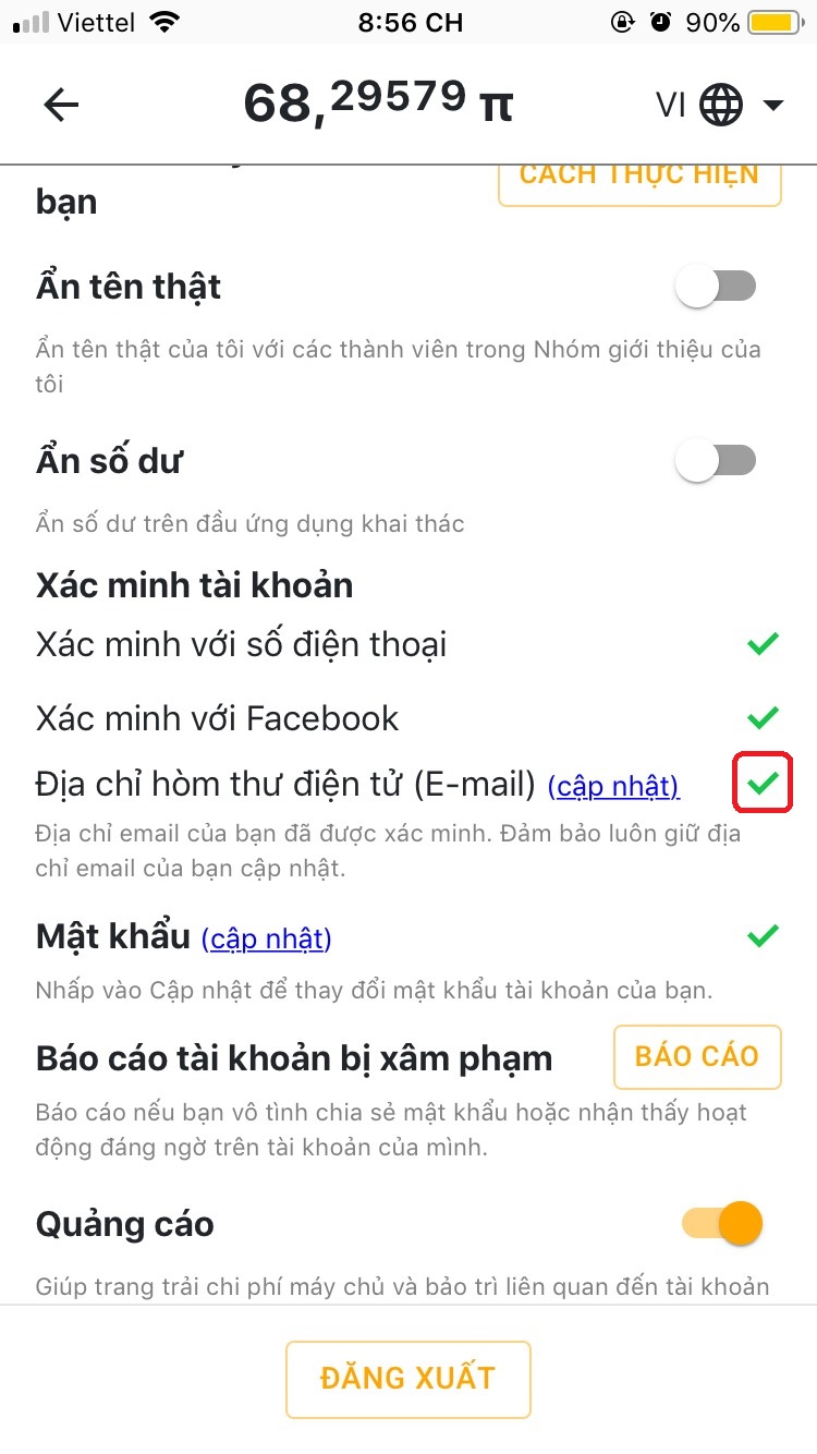 Xác minh Email thành công