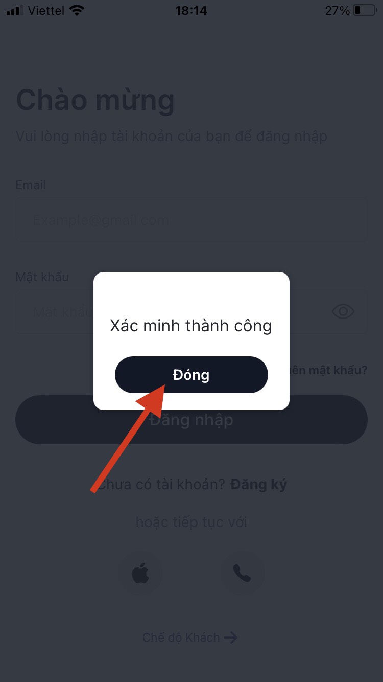 Xác thực Email của bạn thành công