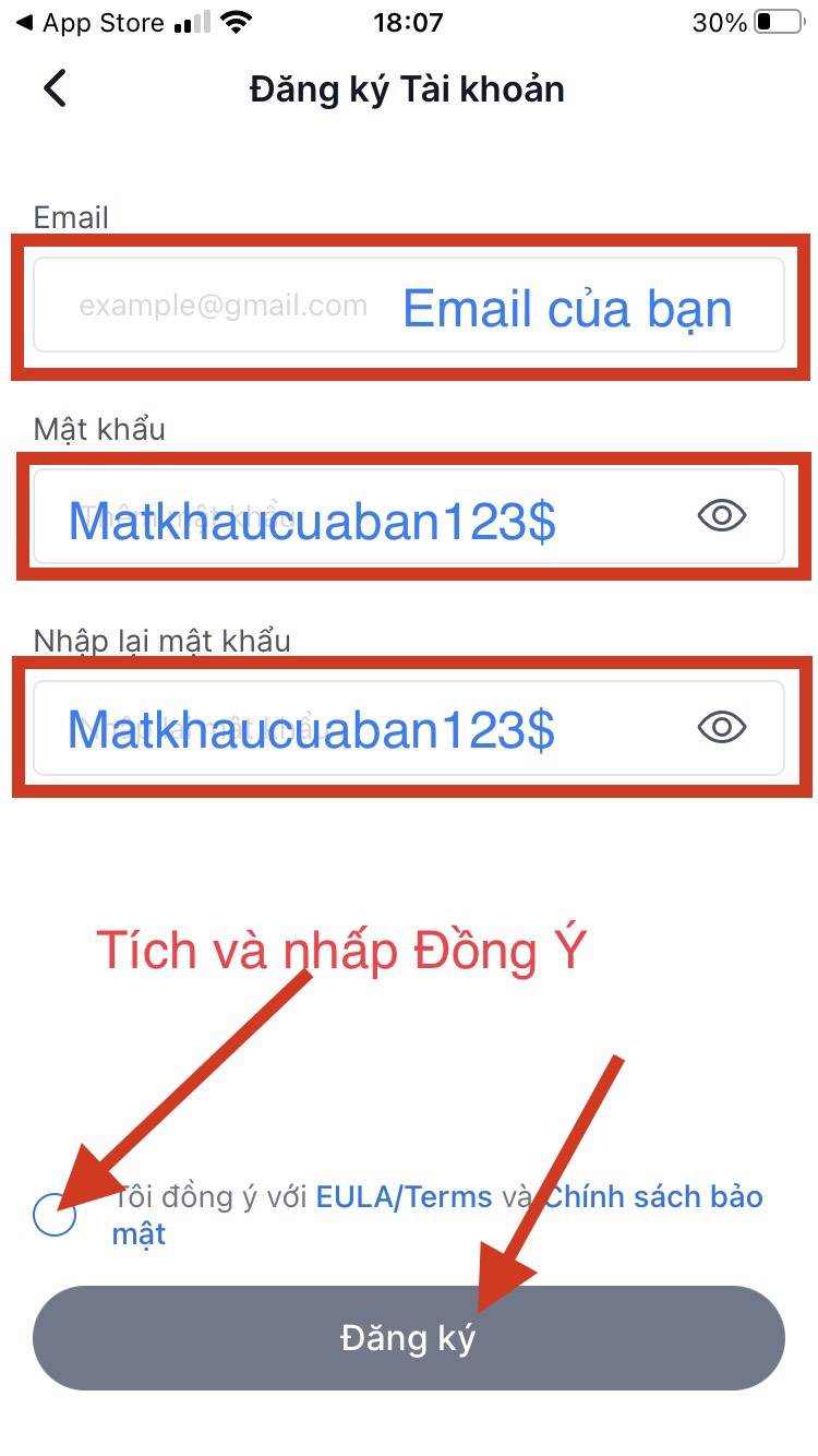 Điền thông tin đăng nhập tài khoản AZCoiner của bạn