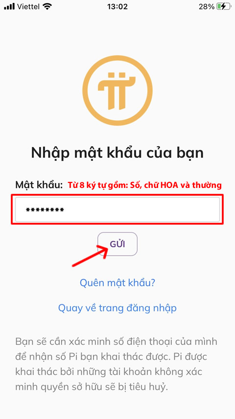 Mật khẩu đăng ký tài khoản Pi Network