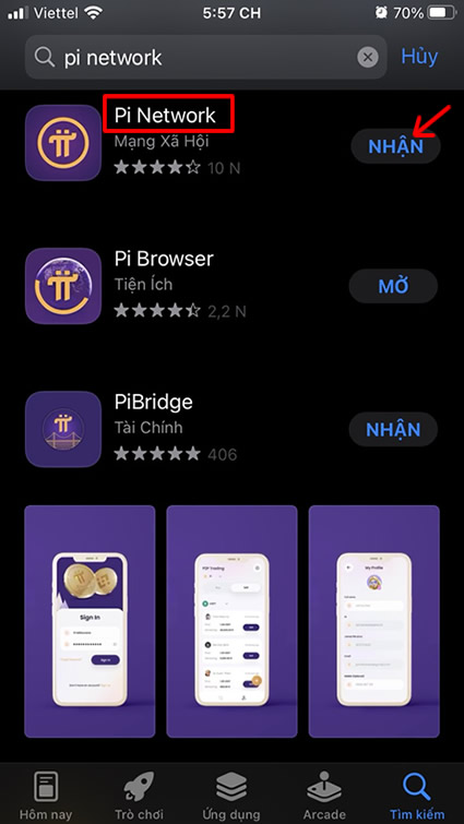Cài đặt Pi Network trên App Store Iphone