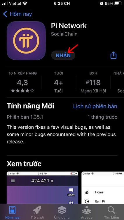 Cài đặt Pi Network trên App Store Iphone