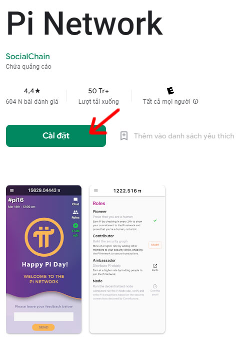 Cài đặt Pi Network trên Android