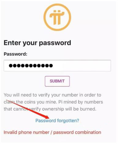 Quên mật khẩu Pi Network
