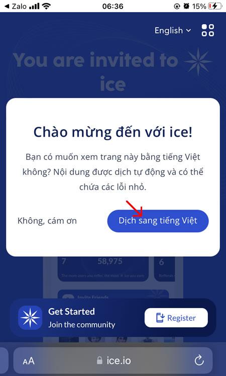 Ice Network chuyển sang tiếng Việt