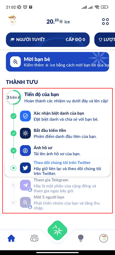 hoàn thành 6 nhiệm vụ tăng thưởng