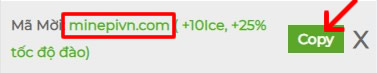 Sao chép mã mời Ice Network: minepivn.com