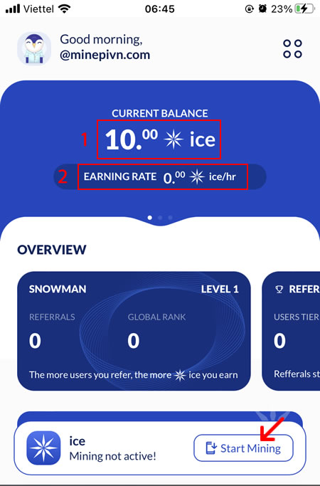 Tạo phiên khai thác ICE Network mới