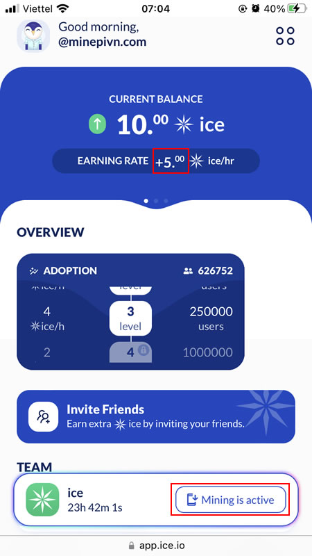 Quá trình đào Ice Network đã bắt đầu