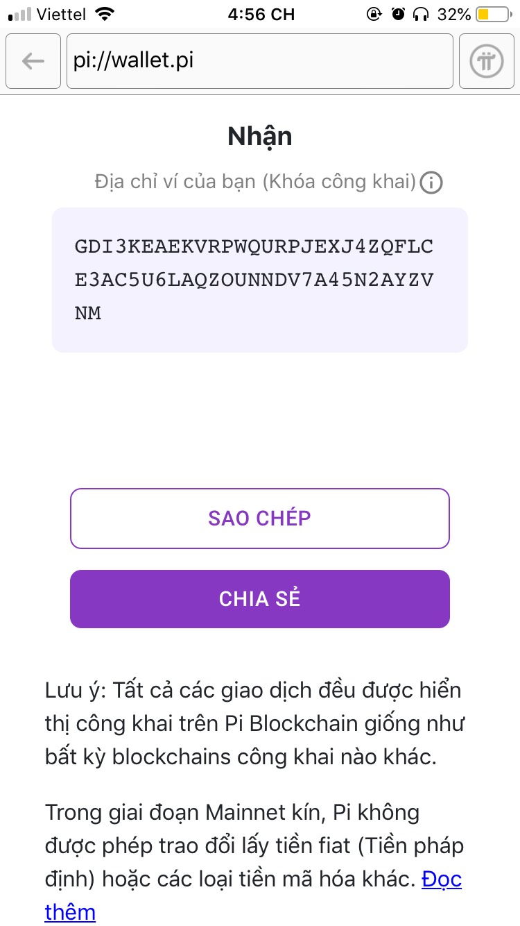 Địa chỉ Ví Pi
